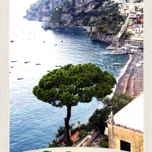 Schild Salerno Italy Italien Strand Meer Baum 12x18 20x30 30x40 Blech/Holz