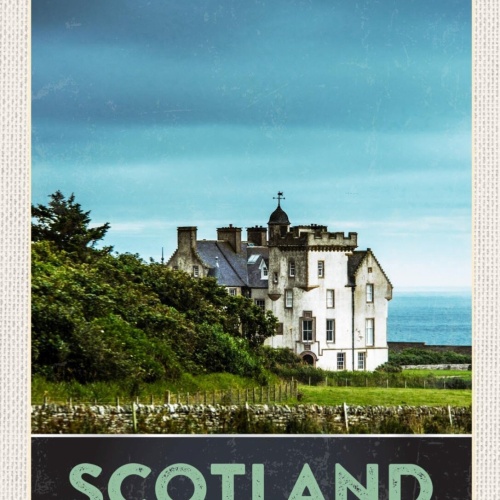Schild Scotland UK Schottland GB Keiss Haus Gebäude 12x18 20x30 30x40 Blech/Holz