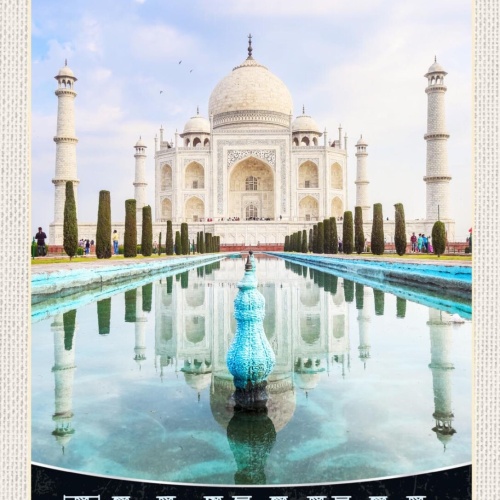 Schild Taj Mahal Mausoleum Sehenswürdigkeit Indien 12x18 20x30 30x40 Blech/Holz