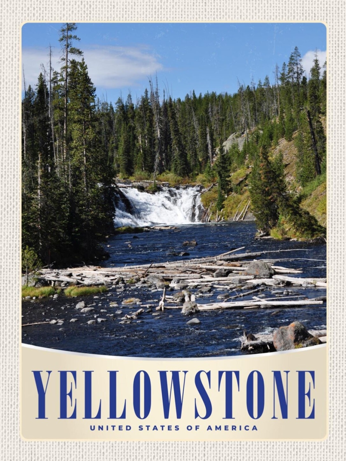 Schild Yellowstone USA National Park Wasserfall 12x18 20x30 30x40 Blech/Holz