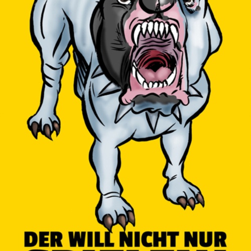Schild Spruch Der will nicht nur spielen Hund Gefahr Warnung JW