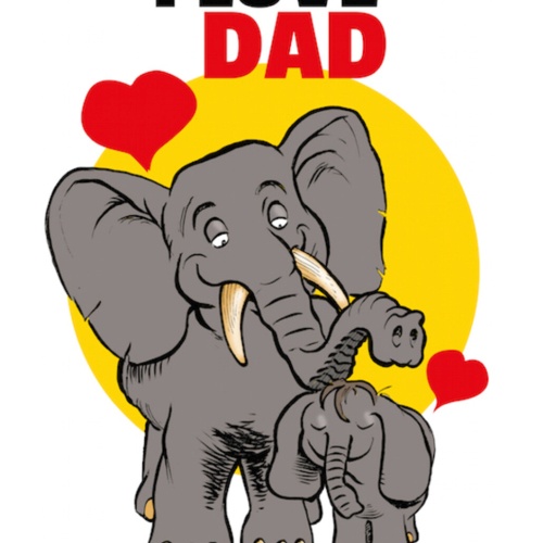 Schild Spruch I love Dad Ich liebe Papa Elefant Vater Sohn Tochter JW