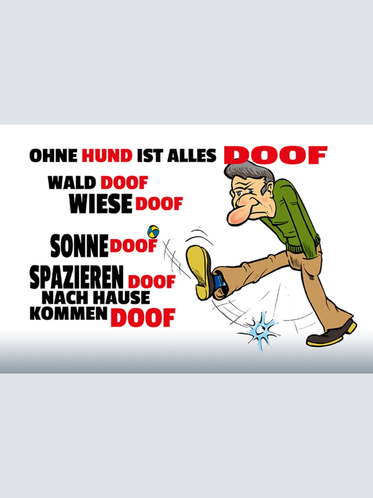 Schild Spruch Ohne Hund ist alles doof Wald doof Wiese doof Sonne doof JW