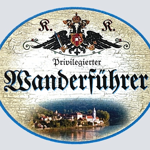 KuK Nostalgie Holzschild "Privilegierter Wanderführer" See Ort Kirche