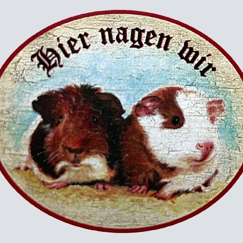 KuK Nostalgie Holzschild "Hier nagen wir" Meerschweinchen