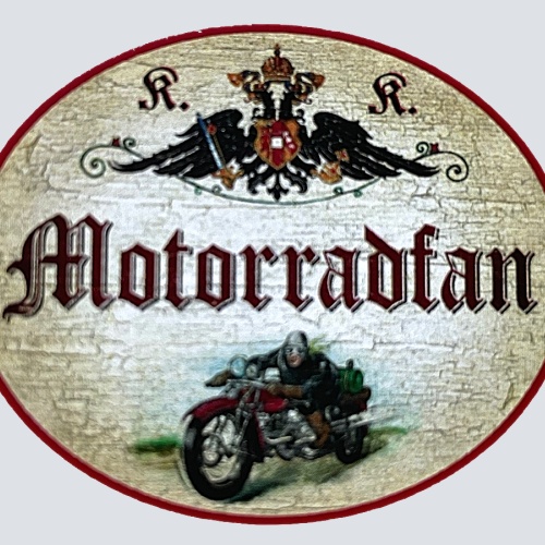 KuK Nostalgie Holzschild "Motorradfan" Motorradfahrer