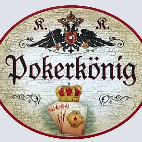 KuK Nostalgie Holzschild "Pokerkönig" Krone Spielkarten