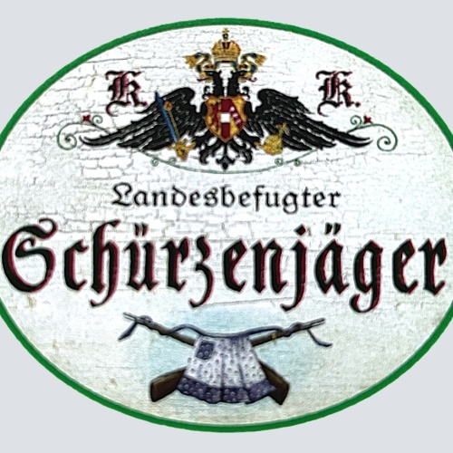 KuK Nostalgie Holzschild "Landesbefugter Schürzenjäger"