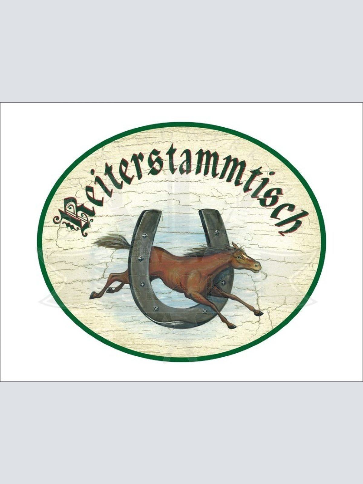 KuK Nostalgie Holzschild "Reiterstammtisch" Hufeisen