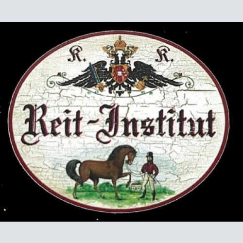 Kuk nostalgie holzschild "reit-institut" pferd reiter