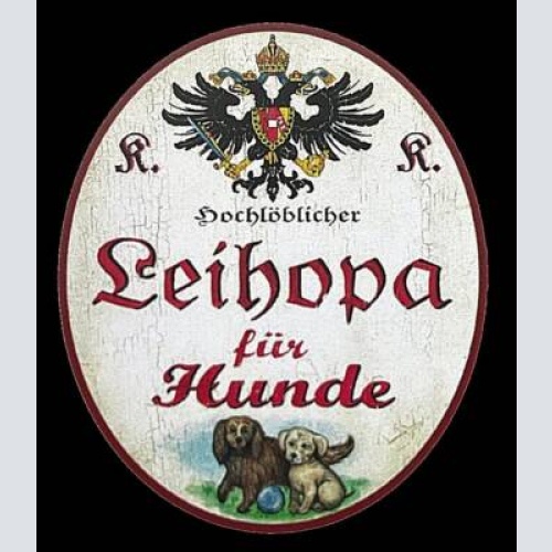 Kuk nostalgie holzschild "hochlöblicher leihopa für hunde" hundewelpen ball