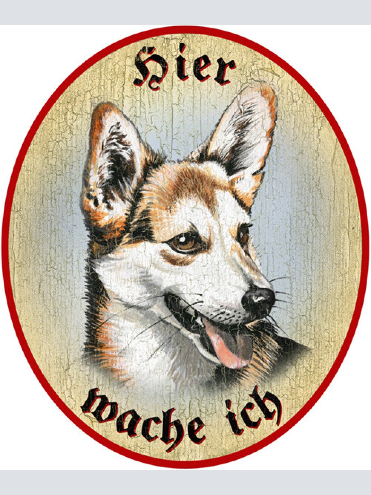 KuK Nostalgie Holzschild "Hier wache ich" Laika Hund