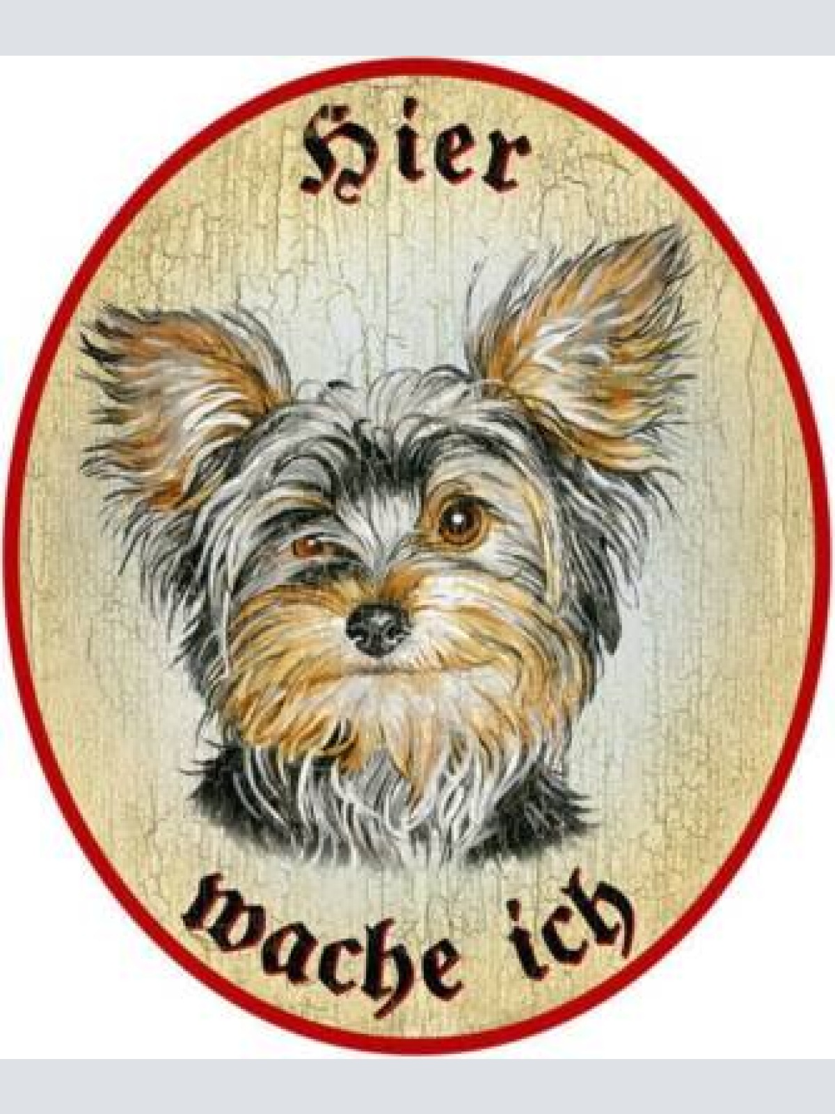 Kuk nostalgie holzschild "hier wache ich" yorkshire terrier hund