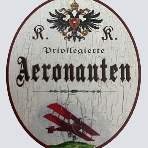 KuK Nostalgie Holzschild "Privilegierte Aeronauten" Flugzeug Doppeldecker