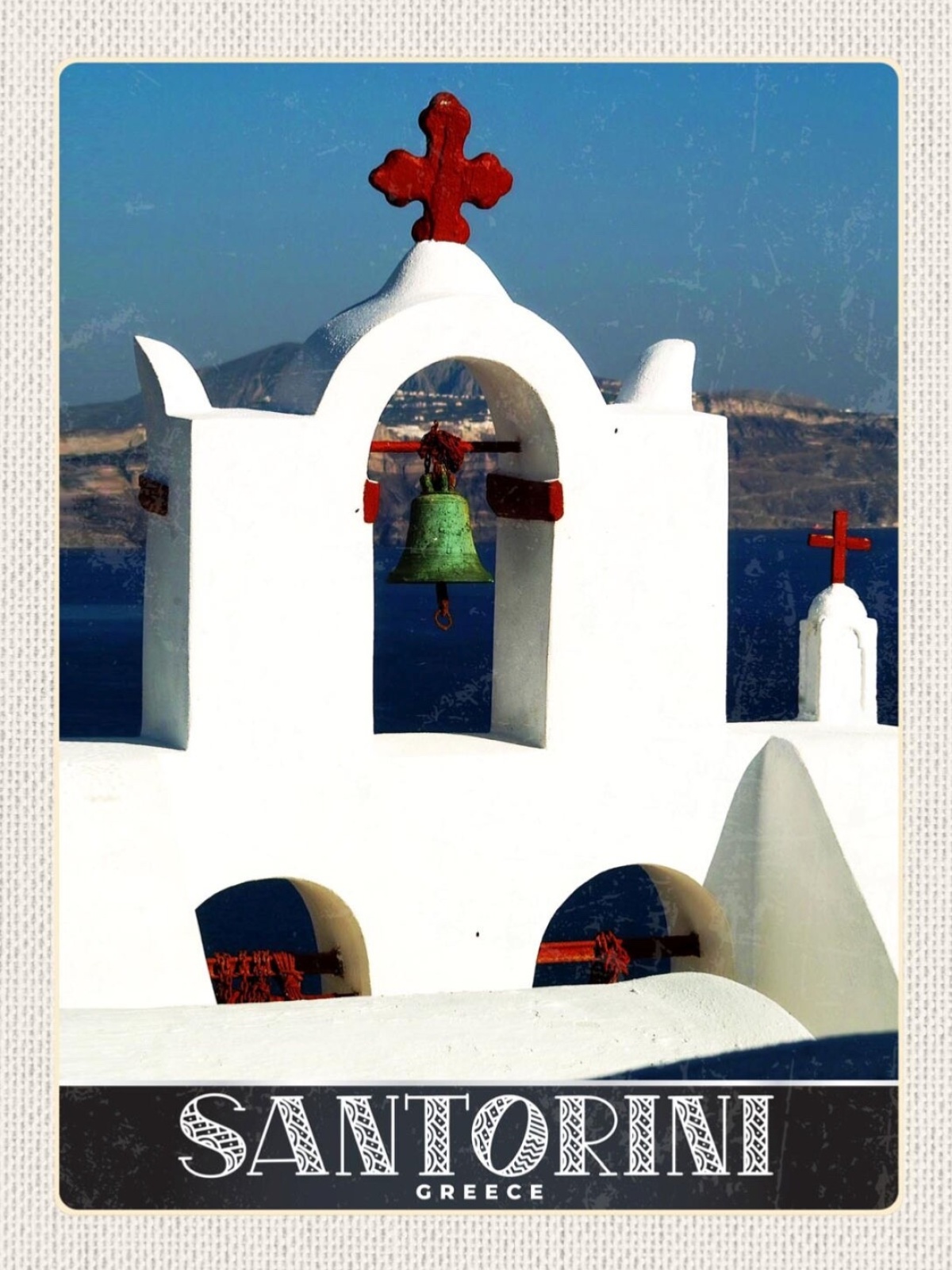 Schild Santorini Greece Griechenland Kapelle Oia 12x18 20x30 30x40 Blech/Holz