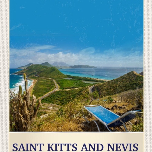 Schild Saint Kitts And Nevis West Indies Insel 12x18 20x30 30x40 Blech/Holz