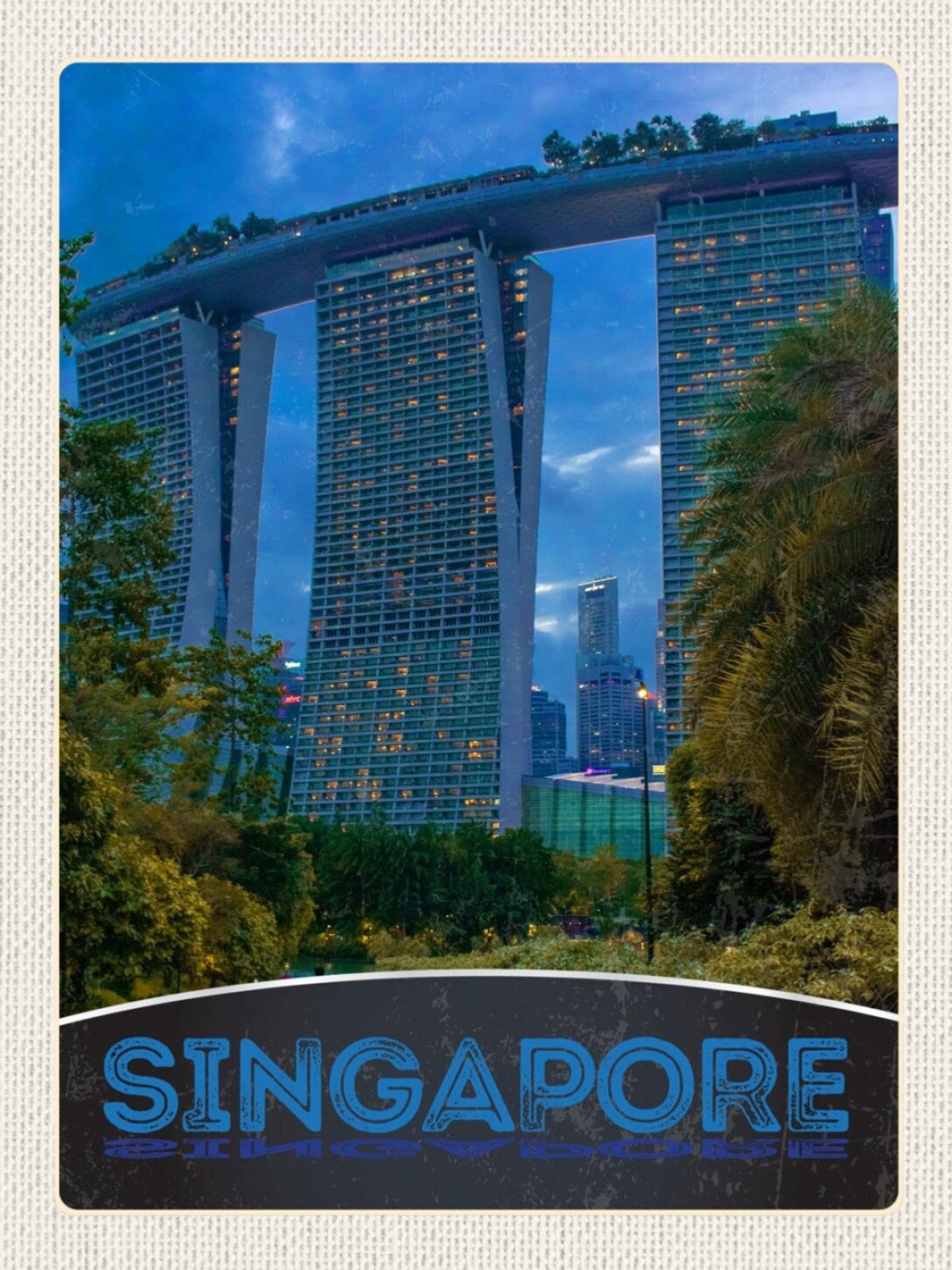 Schild Singapore Marina Bay Sands Hotel Gebäude 12x18 20x30 30x40 Blech/Holz