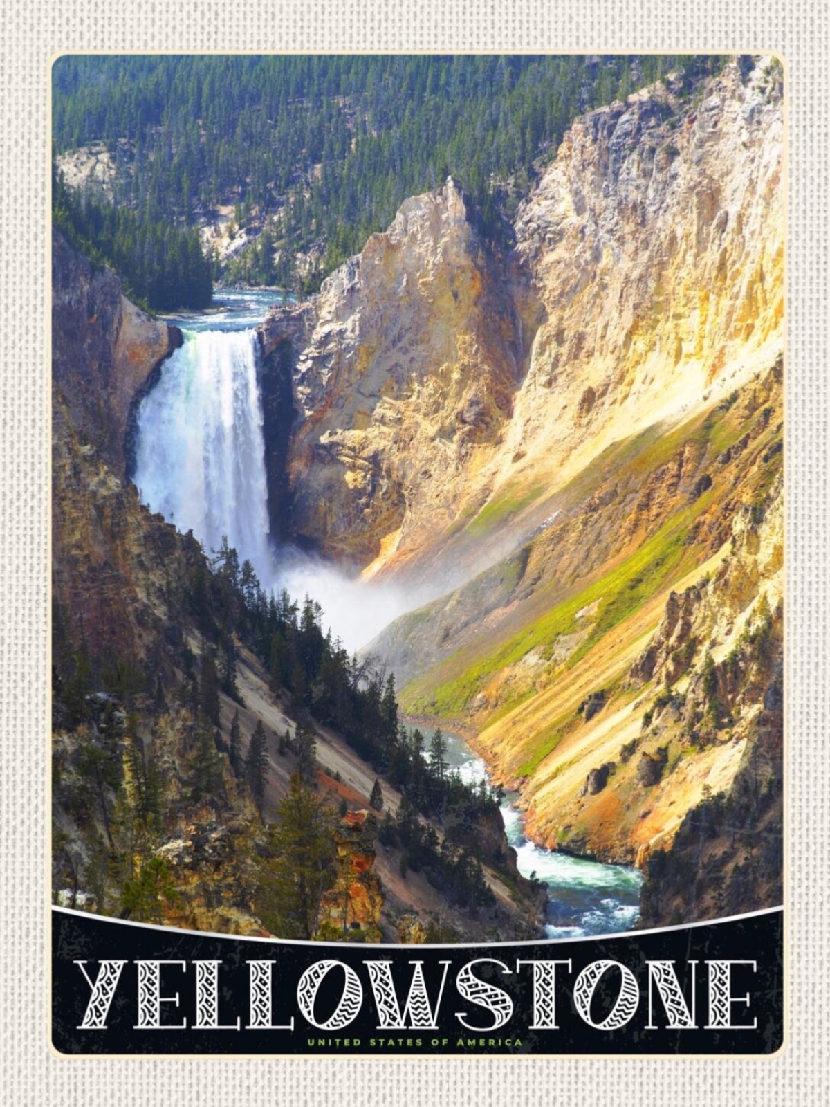 Schild Yellowstone USA National Park Wasserfall 12x18 20x30 30x40 Blech/Holz