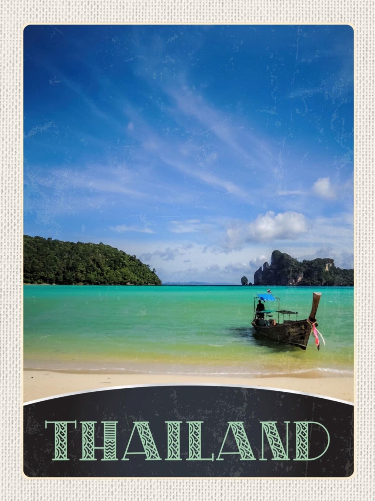 Schild Thailand Phi Phi Inseln Strand Meer Boot  12x18 20x30 30x40 Blech/Holz