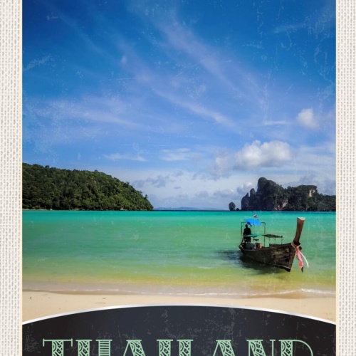 Schild Thailand Phi Phi Inseln Strand Meer Boot  12x18 20x30 30x40 Blech/Holz