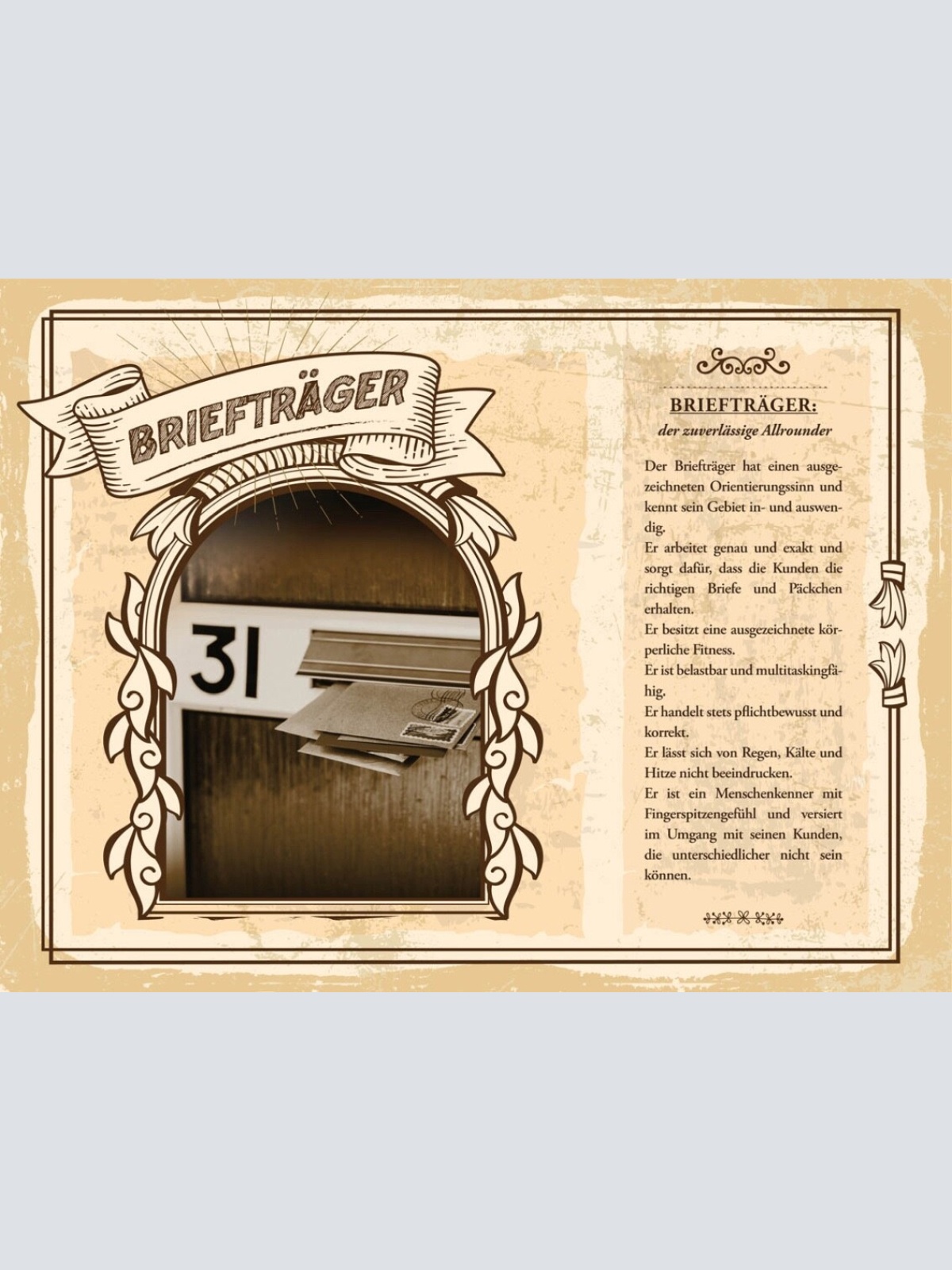 Schild Briefträger Beruf Post Postbote Zusteller 12x18 20x30 30x40 Blech/Holz