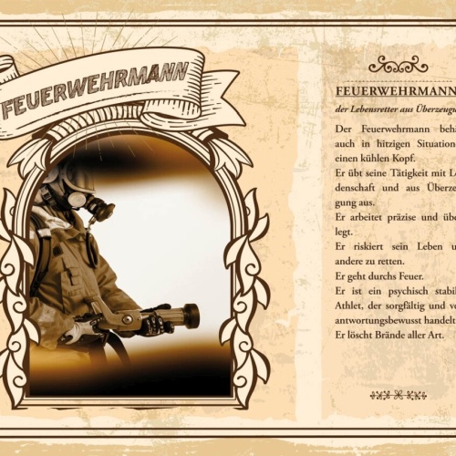 Schild Feuerwehrmann Beruf Feuerwehr Brand Feuer 12x18 20x30 30x40 Blech/Holz