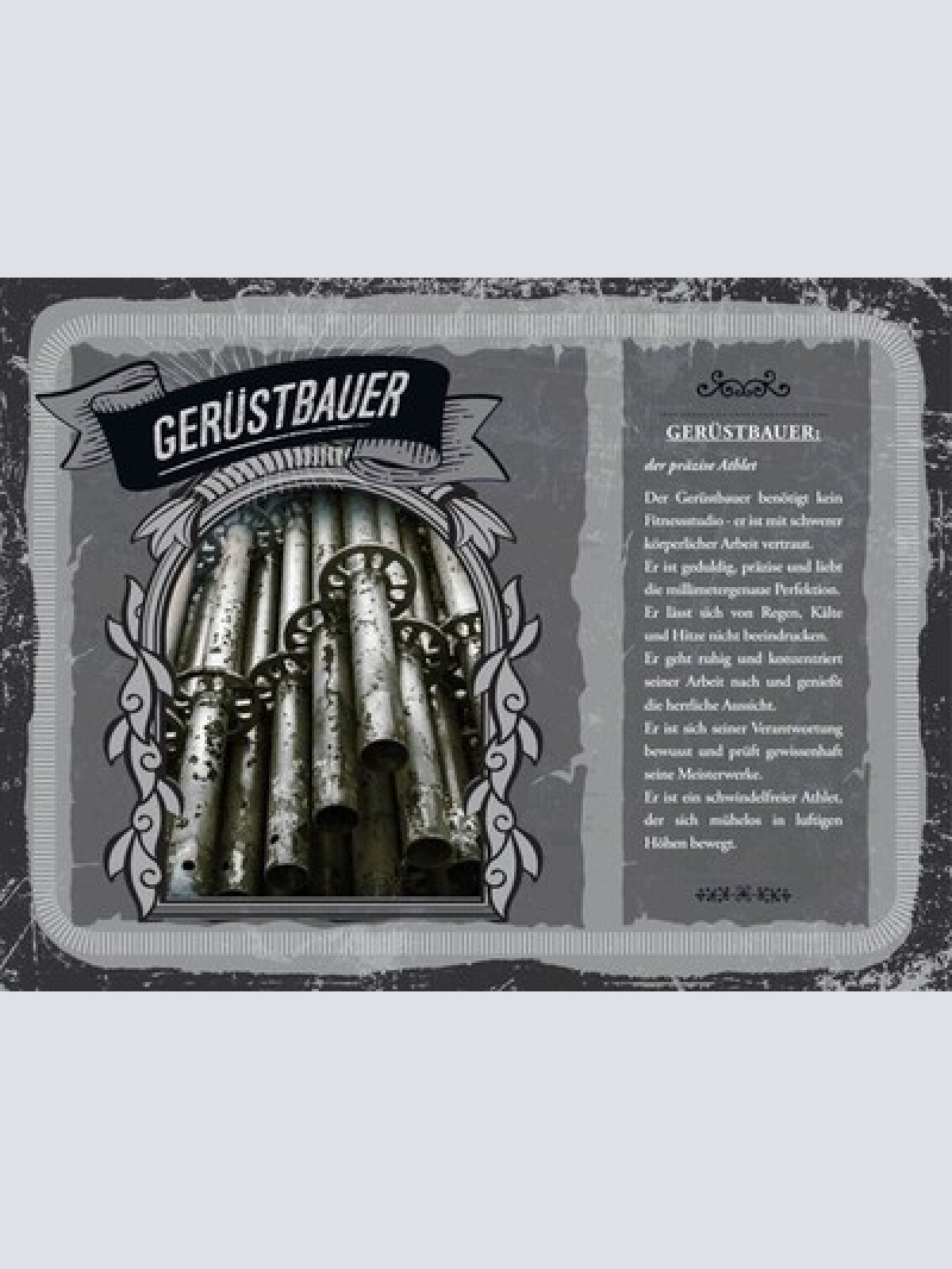 Schild Gerüstbauer Beruf Handwerker Bau Gerüst 12x18 20x30 30x40 Blech/Holz