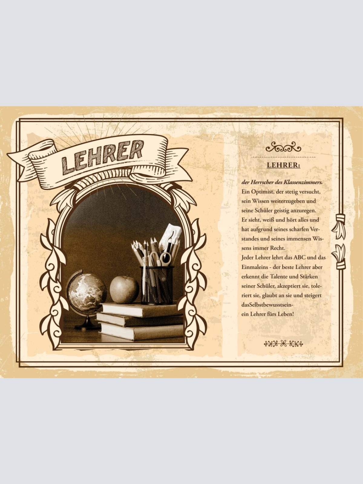 Schild Lehrer Beruf Schule Lehrpersonal Lehren 12x18 20x30 30x40 Blech/Holz