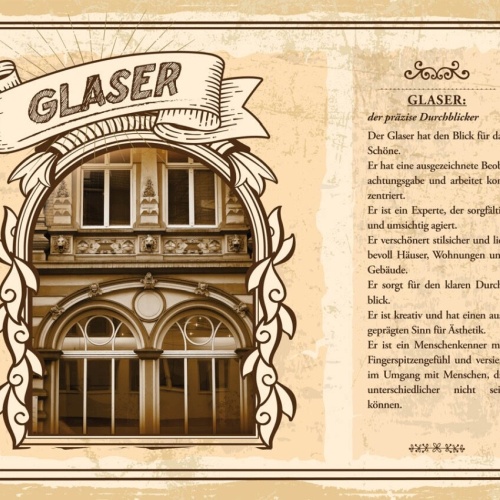 Schild Glaser Beruf Glaserei Handwerker Glas 12x18 20x30 30x40 Blech/Holz