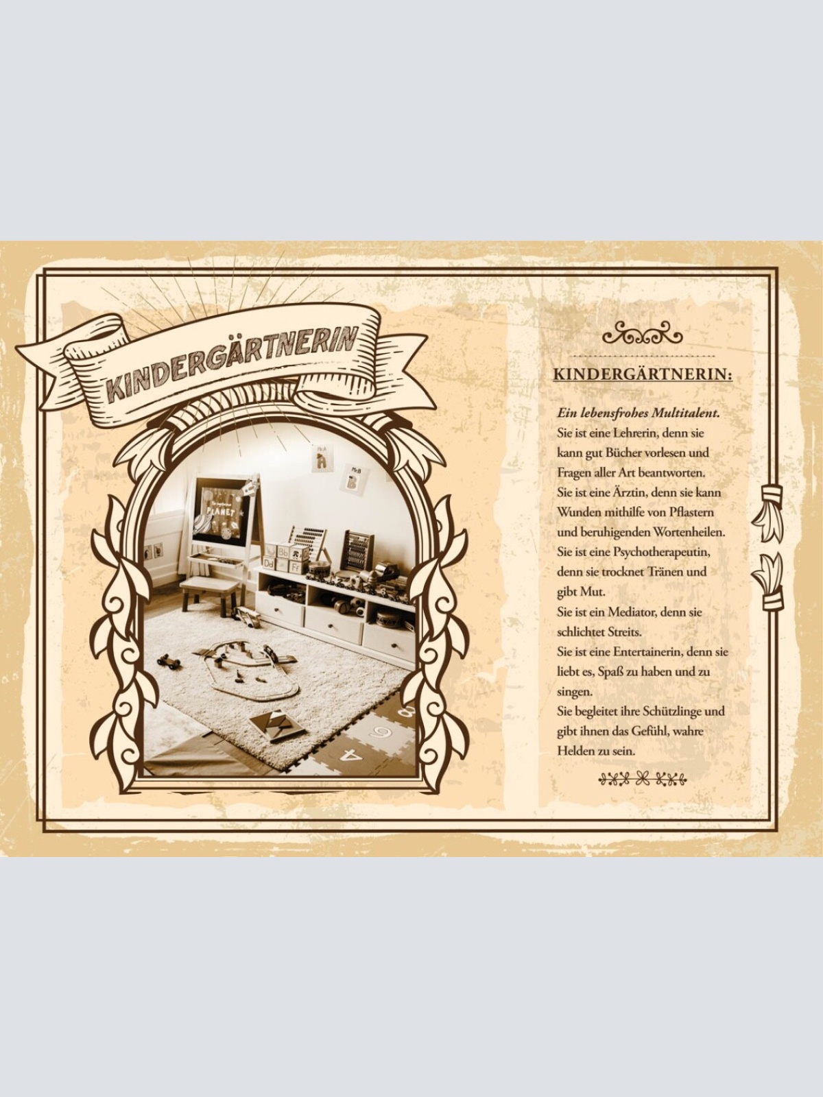 Schild Kindergärtnerin Beruf Kindergarten Kind Hort 12x18 20x30 30x40 Blech/Holz