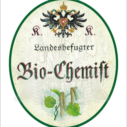 KuK Nostalgie Holzschild - Landesbefugter Bio-Chemist - Pflanzen TH