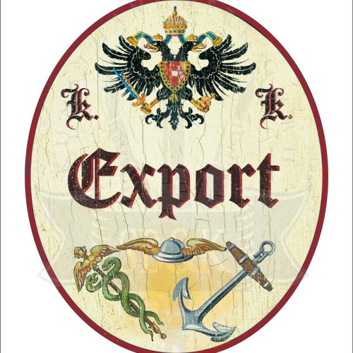 KuK Nostalgie Holzschild - Export - Anker Helm Stab TH