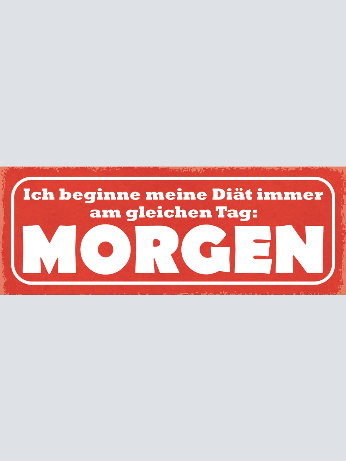 Schild Ich Beginne Meine Diät Immer Am Selben Tag Morgen 27x10 Blech od.Holz