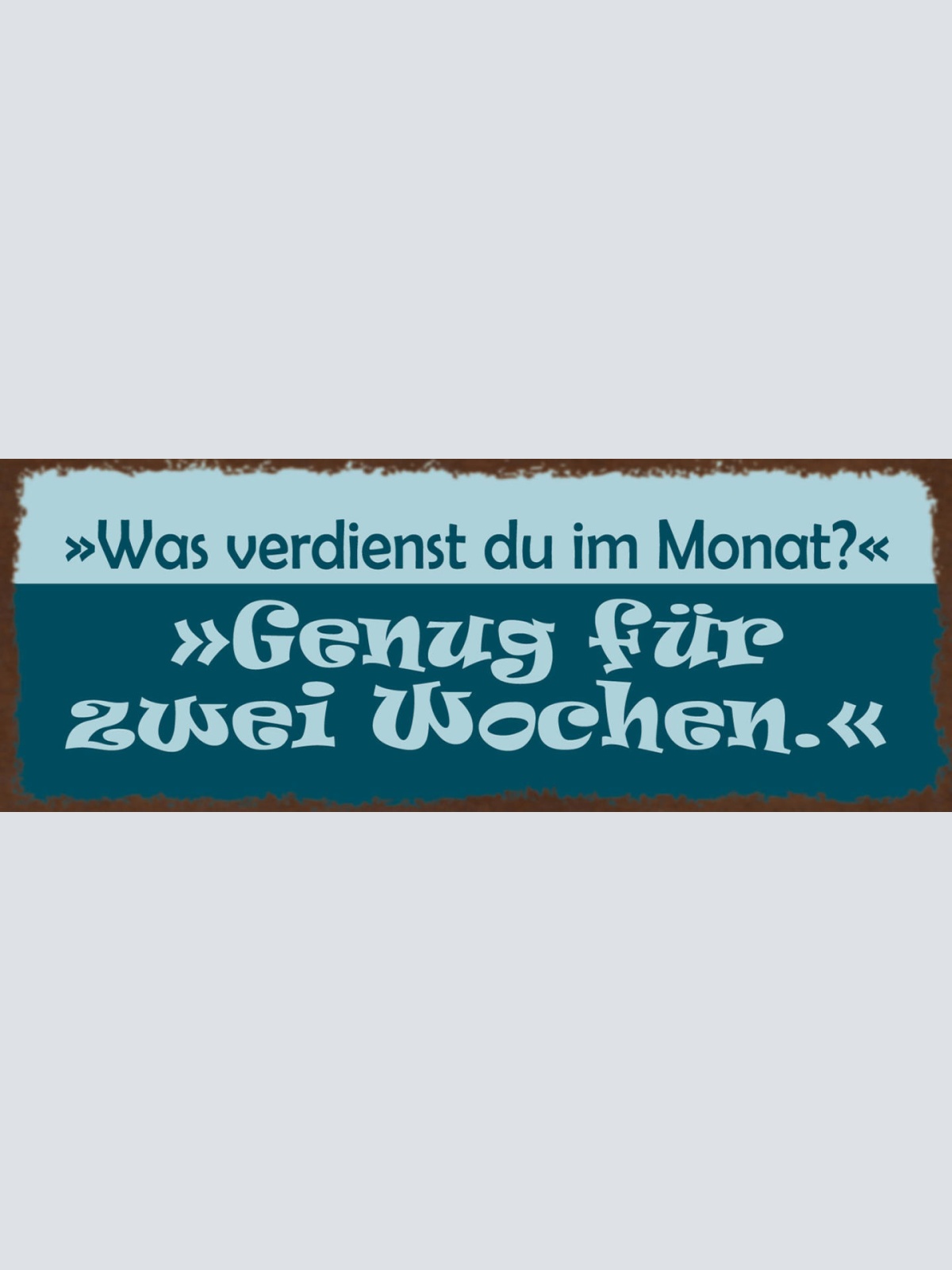 Schild Was Verdienst Du Im Monat? Genug Für 2 Wochen Arbeit 27x10 Blech od.Holz