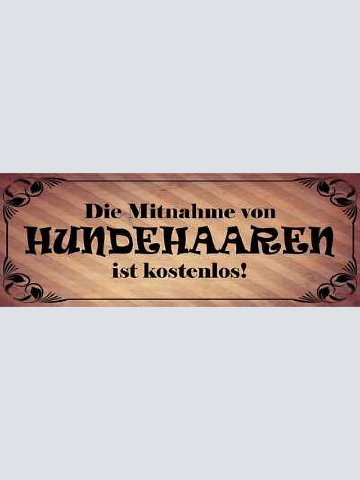 Schild die mitnahme von hunde haaren ist kostenlos hund tier 27x10 blech od.holz