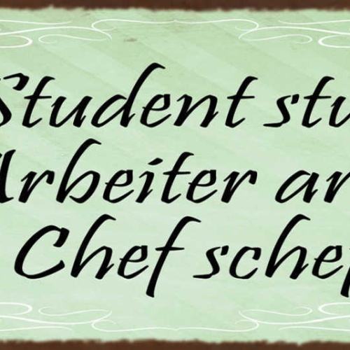 Schild Der Student Studiert Arbeiter Arbeitet Chef Scheffelt 27x10 Blech od.Holz