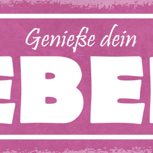 Schild Genieße Dein Leben Glück Freude Freizeit Liebe Arbeit 27x10 Blech od.Holz