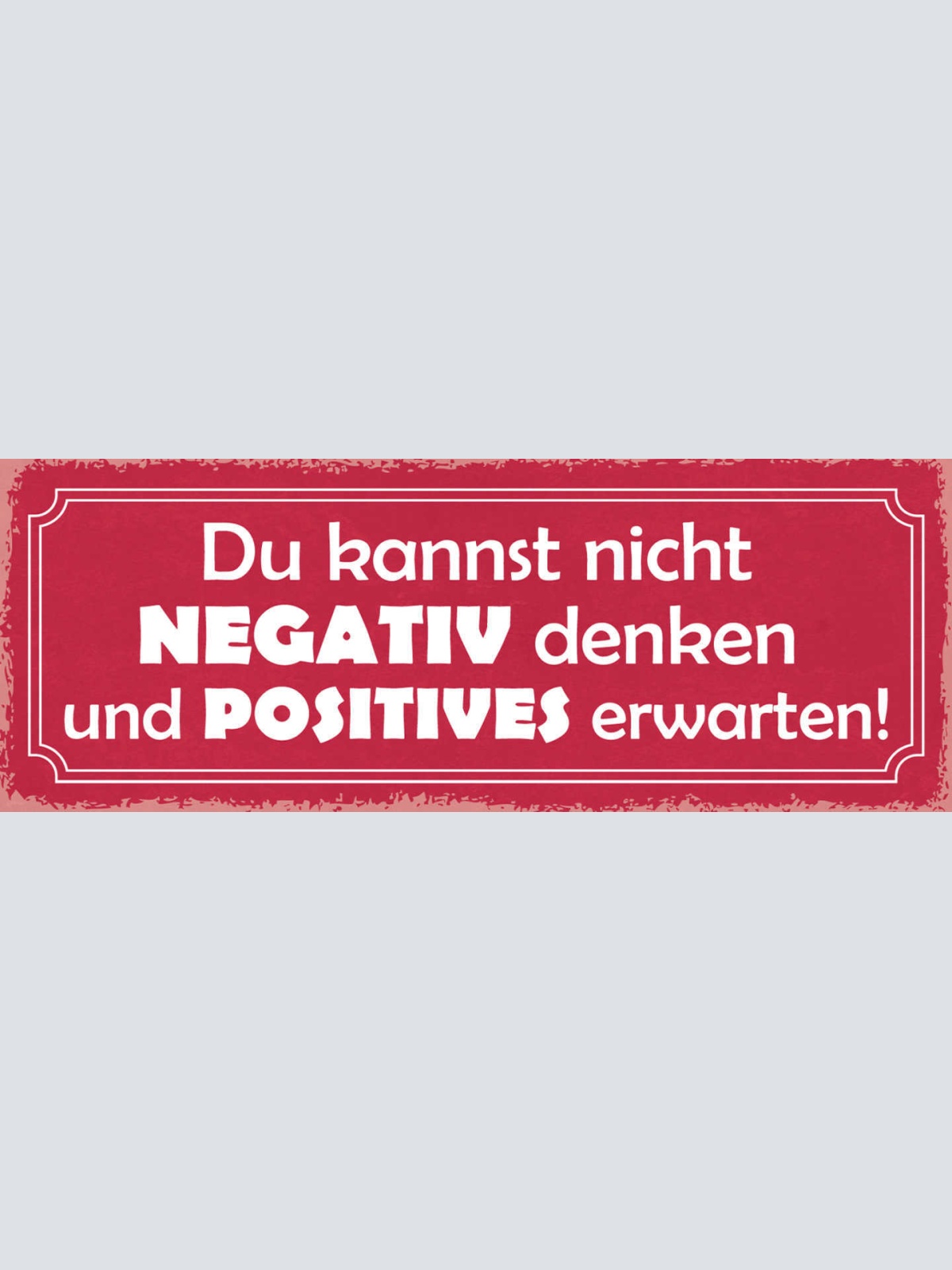 Schild Du Kannst Nicht Negativ Denken & Positives Erwarten 27x10 Blech od.Holz