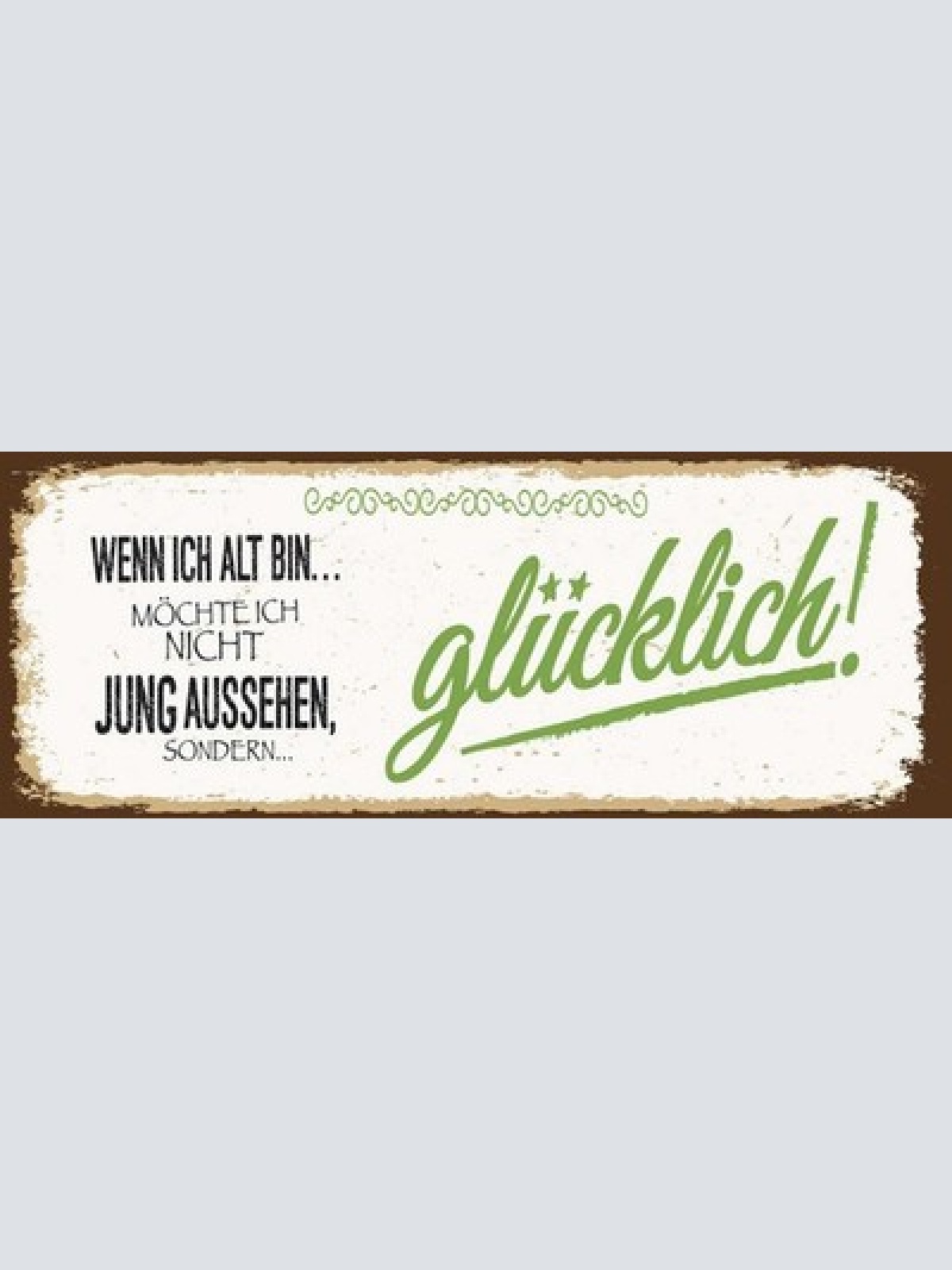 Schild Wenn Ich Alt Bin Möchte Ich Nicht Jung Aussehen Sondern Glücklich 27x10