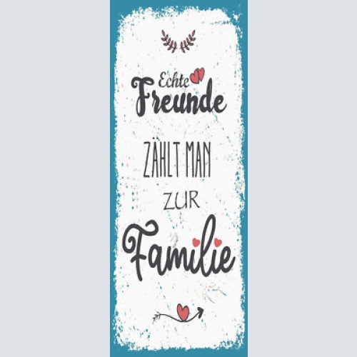 Schild echte freunde zählt man zu familie freundschaft 27x10 blech od.holz