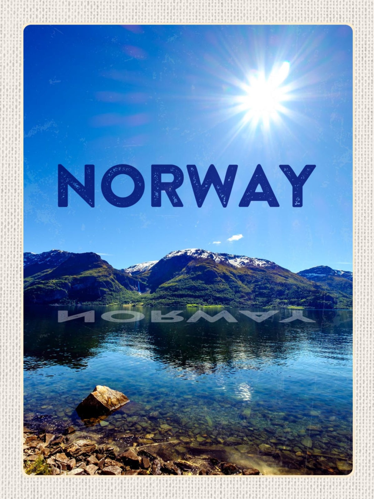 Schild Norway Norwegen Landschaft Berge See 12x18 20x30 30x40 Blech od. Holz