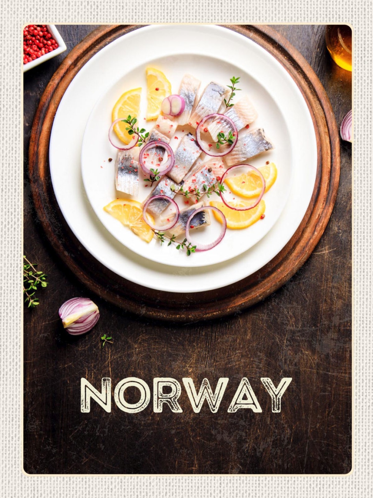 Schild Norway Norwegen Bismarckhering Fisch Essen 12x18 20x30 30x40 Blech/Holz