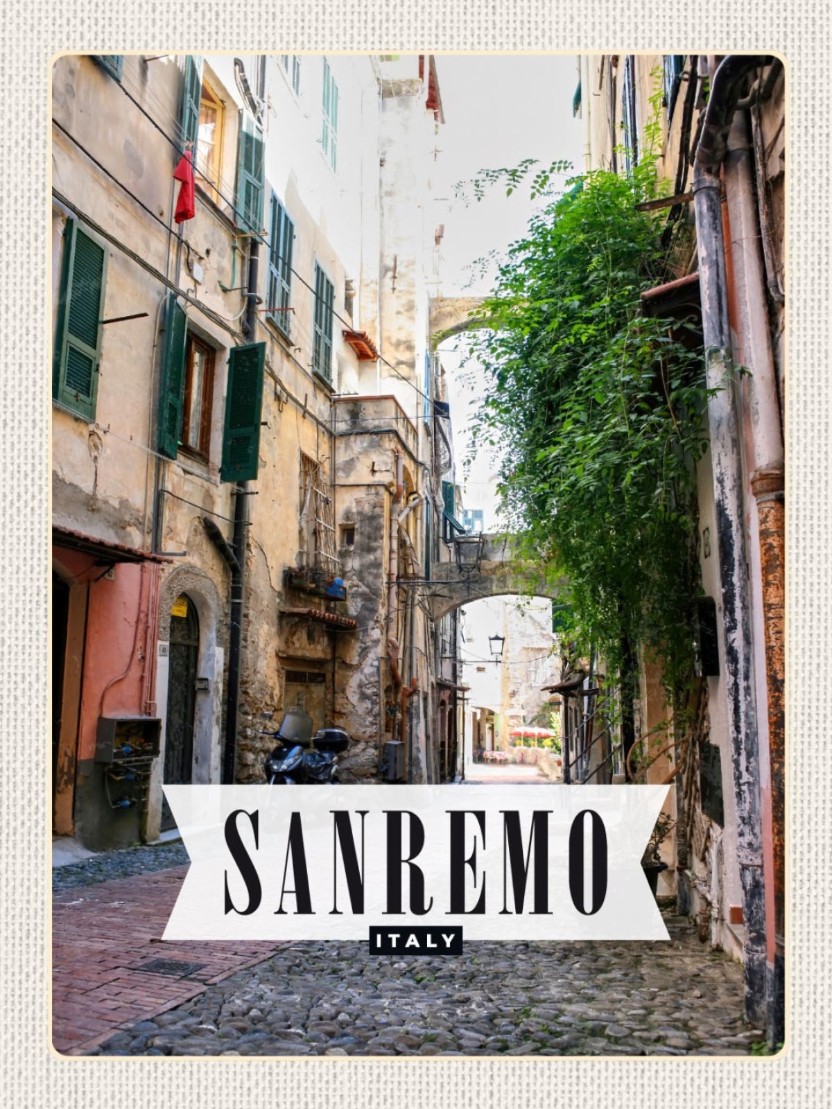Schild Sanremo Italy Italien Stadt Gasse Häuser 12x18 20x30 30x40 Blech od. Holz