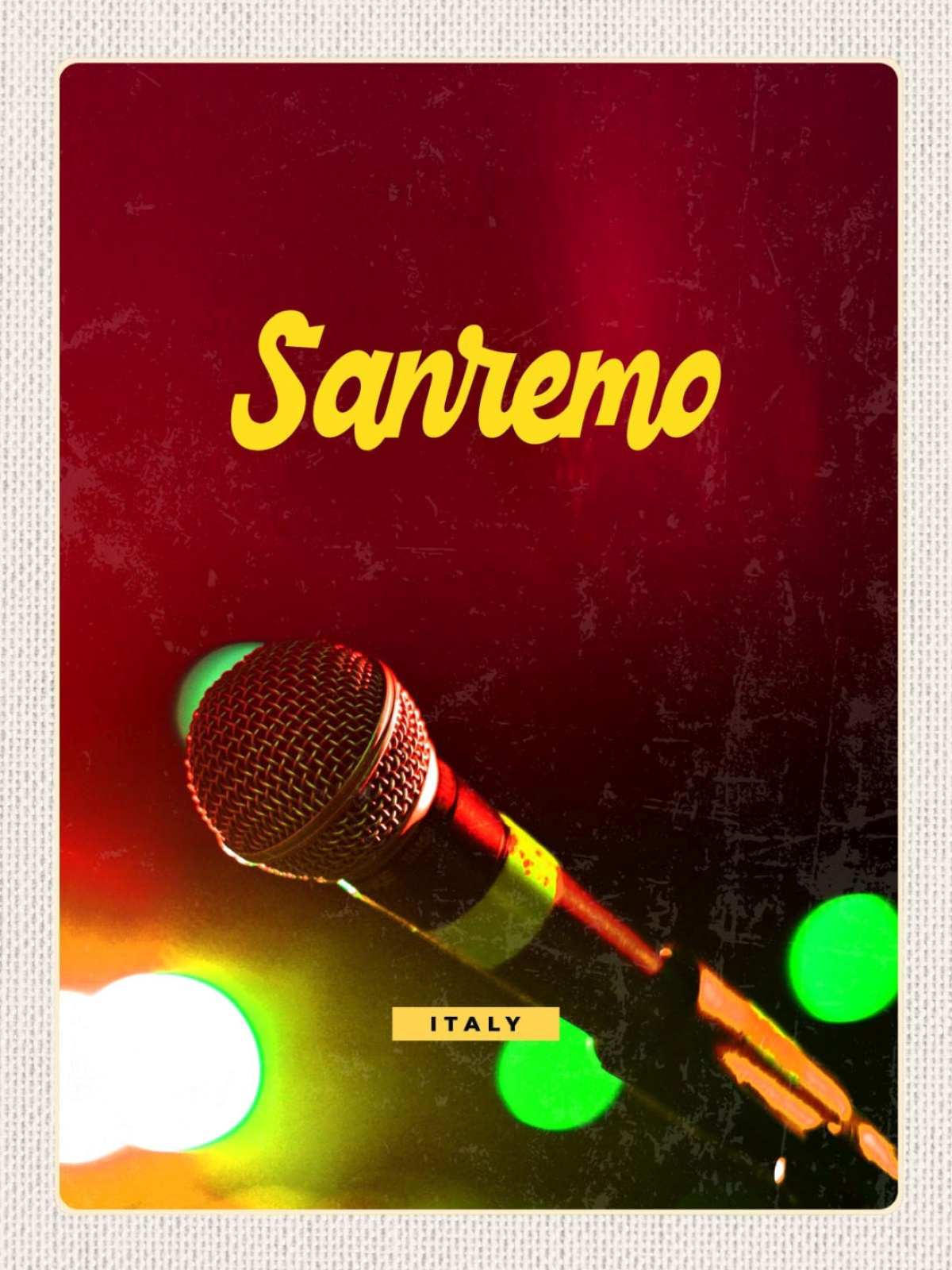 Schild Sanremo Italy Italien Mikrofon Musik Gesang 12x18 20x30 30x40 Blech/Holz