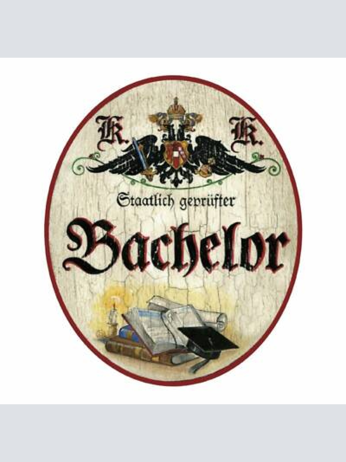 Kuk nostalgie holzschild hier wohnt / staatlich geprüfter bachelor