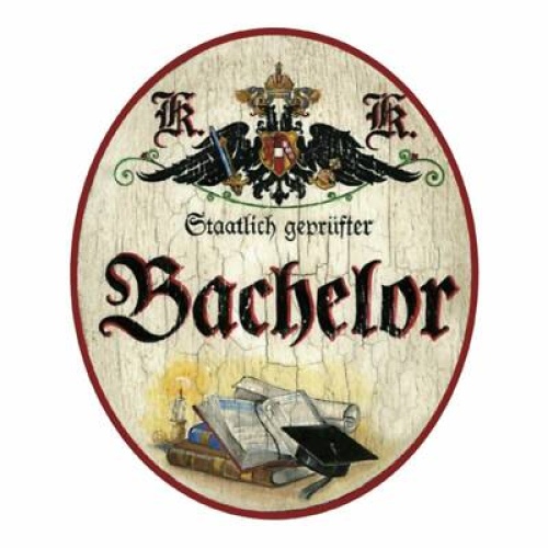 Kuk nostalgie holzschild hier wohnt / staatlich geprüfter bachelor