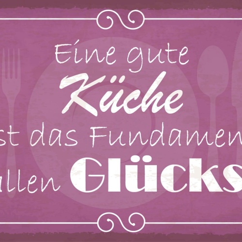 Schild Küche Fundamt Glück Kochen Essen 12x18 / 20x30 / 30x40 Blech od. Holz