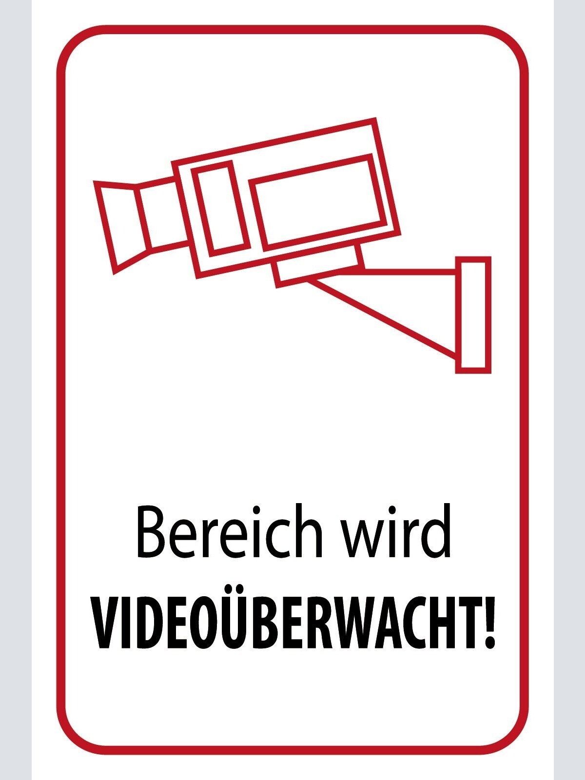 Schild Bereich Video überwacht Camera 12x18 / 20x30 / 30x40 Blech od. Holz