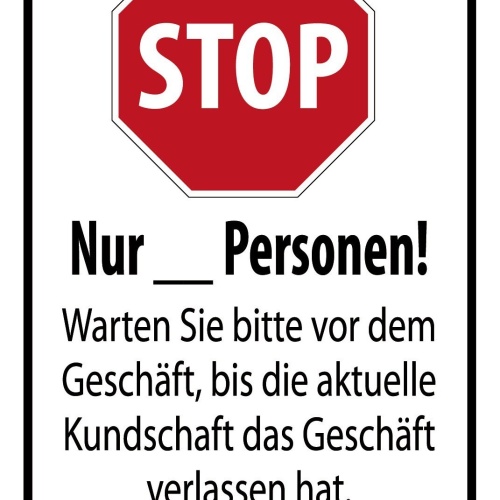 Schild Stop Personen Geschäft Corona Virus 12x18 / 20x30 / 30x40 Blech od. Holz