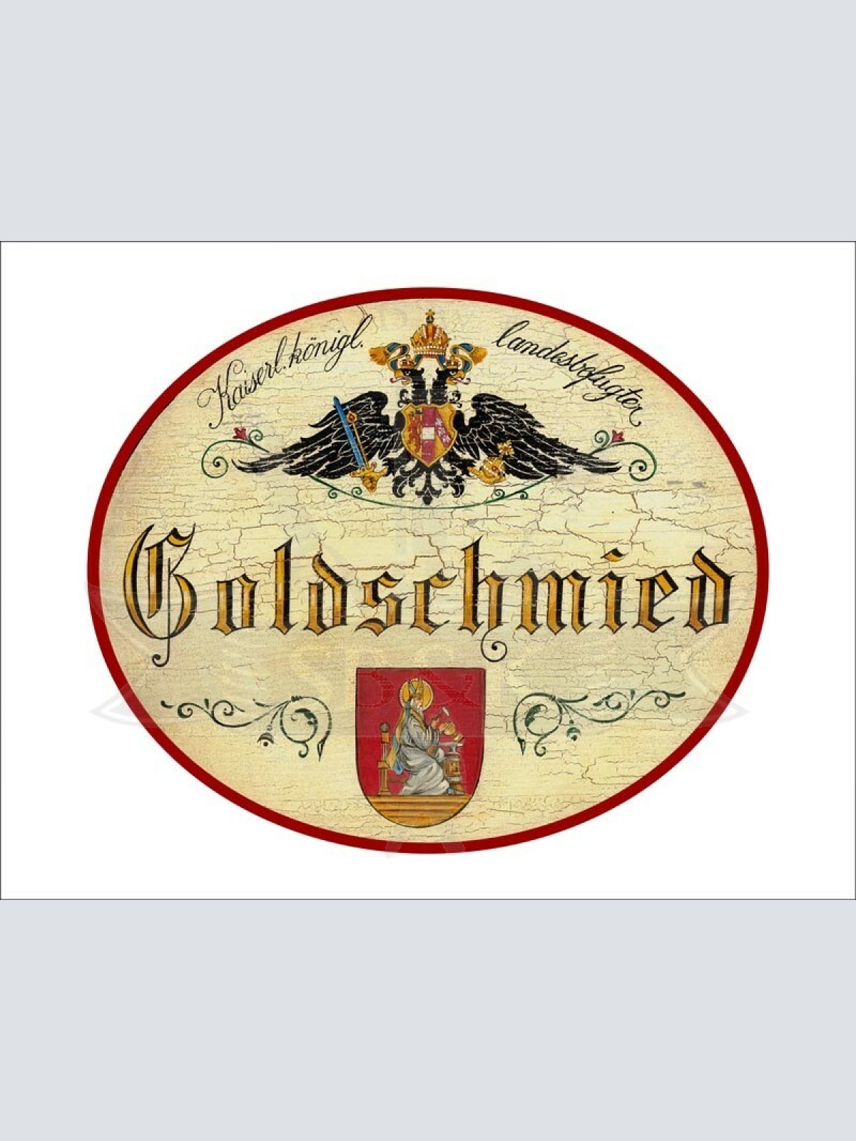 KuK Nostalgie Holzschild - Landesbefugter Goldschmied - Wappen TH